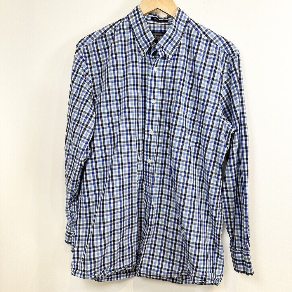 Pendleton Shirt Mens Medium Blue Plaid Checker Bridgeport Button Up Business